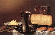 SCHOOTEN, Floris Gerritsz. van Still-life with Glass, Cheese, Butter and Cake A oil on canvas